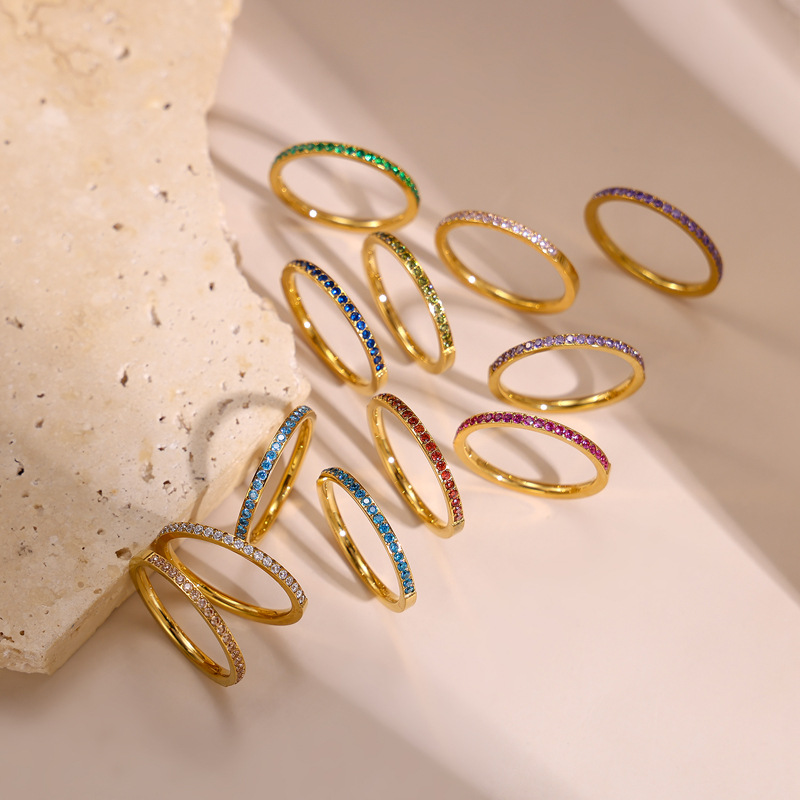 Γυναικείο Δαχτυλίδι Βεράκι από Ανοξείδωτο Ατσάλι Επιχρυσωμένο με Zircon Γυναικείο Δαχτυλίδι Βεράκι από Ανοξείδωτο Ατσάλι Επιχρυσωμένο με Zircon