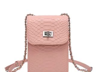 Γυναικείο Τσαντάκι Κινητού Χιαστί Ανάγλυφο Ροζ