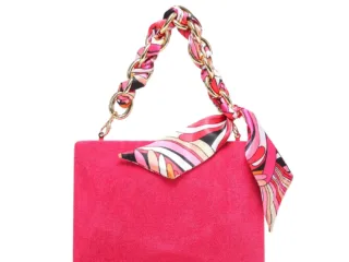 Γυναικείο Τσαντάκι Χειρός Magenta Party Bag με Φούξια Μαντήλι