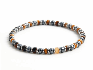 Ανδρικό Βραχιόλι από Ανοξείδωτο Ατσάλι Tiger Eye με Φυσικές Χάντρες