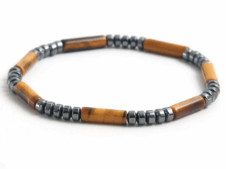 Ανδρικό Βραχιόλι από Ανοξείδωτο Ατσάλι Tiger Eye με Φυσικές Χάντρες