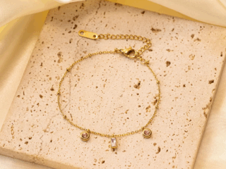 Γυναικείο Βραχιόλι Λεπτή Αλυσίδα από Ατσάλι Τιτανίου με Ροζ Zircon