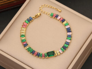 Γυναικείο Βραχιόλι Tennis Multicolored από Ανοξείδωτο Ατσάλι Επιχρυσωμένο 18Κ με Zircon