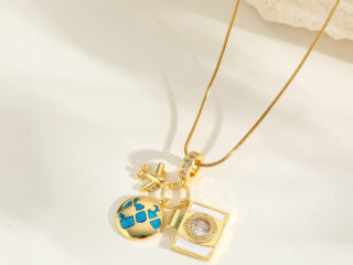 Γυναικείο Κολιέ Travel με Zircon από Ανοξείδωτο Ατσάλι Επιχρυσωμένο 18K