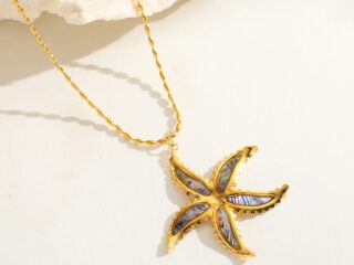 Γυναικείο Κολιέ Μενταγιόν Αστερίας από Ανοξείδωτο Ατσάλι Επιχρυσωμένο 18K