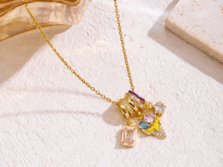 Γυναικείο Κολιέ Ice Cream με Zircon από Ανοξείδωτο Ατσάλι Επιχρυσωμένο 18K