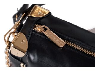 Γυναικεία Τσάντα Ώμου Pierre Cardin από Οικολογικό Δέρμα με Μεταλλικές Λεπτομέρειες Μαύρη