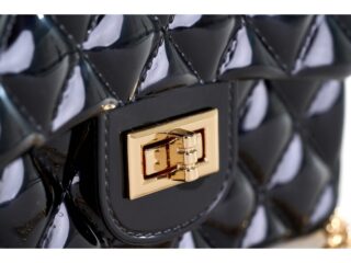 Γυναικεία Μίνι Τσάντα Χειρός Μαύρη με Χρυσή Αλυσίδα Ώμου