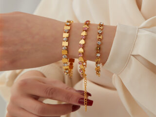 Γυναικείο Βραχιόλι Golden Tiles από Ανοξείδωτο Ατσάλι Επιχρυσωμένο 18K με Zircon