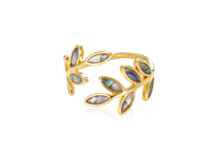 Γυναικείο Δαχτυλίδι Φύλλα από Ανοξείδωτο Ατσάλι Ιριδίζον