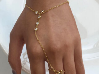 Γυναικείο Βραχιόλι Starlight Αλυσίδα Χεριού - Δαχτυλίδι από Ανοξείδωτο Ατσάλι με Zircon