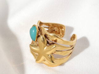 Γυναικείο Δαχτυλίδι Turquoise Tear από Ανοξείδωτο Ατσάλι Επιχρυσωμένο 18K