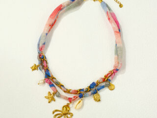 Γυναικείο Κολιέ Octopus από Ανοξείδωτο Ατσάλι σε Colorful Μαντήλι Multicharm