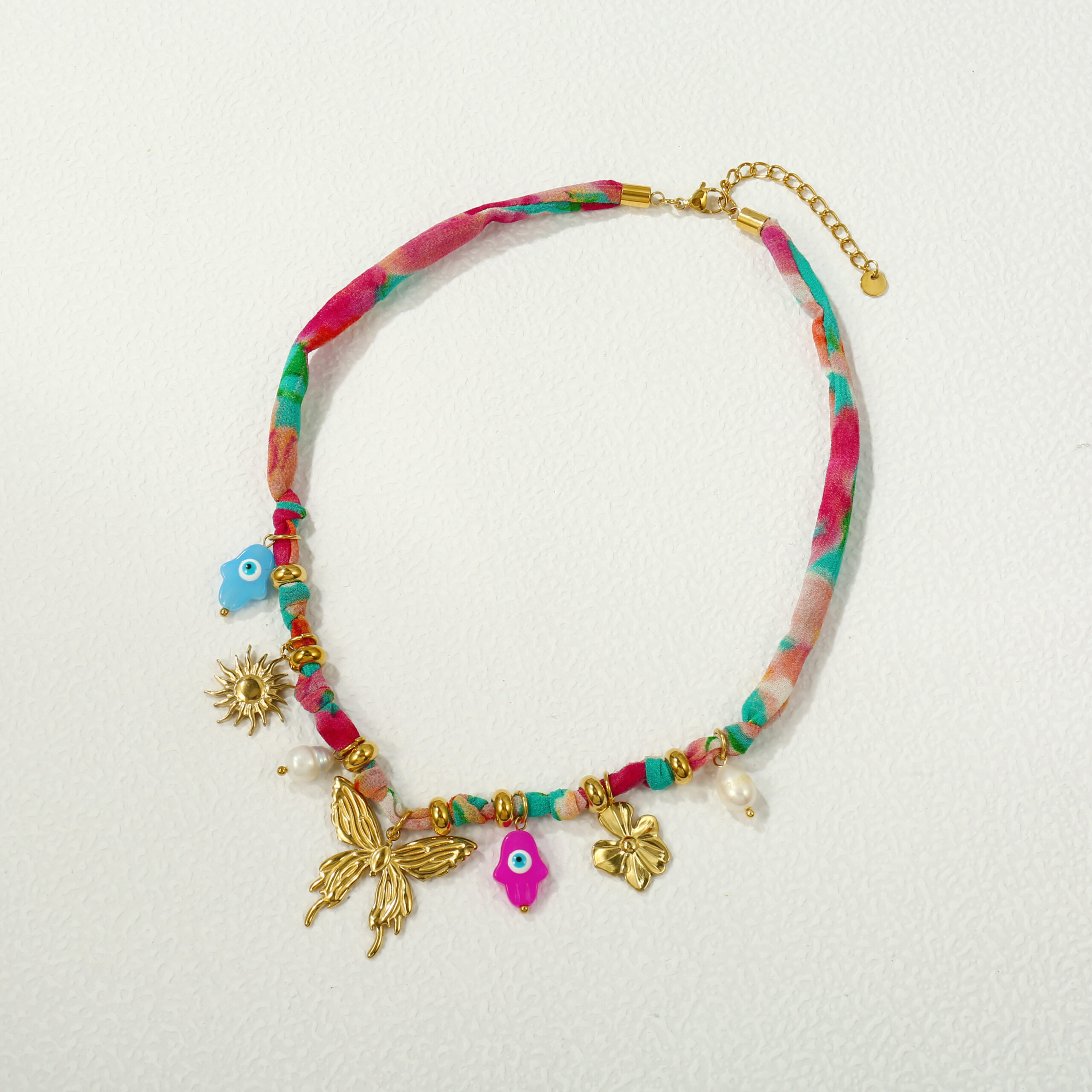 Γυναικείο Κολιέ Butterfly Eye από Ανοξείδωτο Ατσάλι σε Colorful Μαντήλι Multicharm Γυναικείο Κολιέ Butterfly Eye από Ανοξείδωτο Ατσάλι σε Colorful Μαντήλι Multicharm