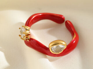 Γυναικείο Δαχτυλίδι Red Heart από Ανοξείδωτο Ατσάλι Επιχρυσωμένο 18K με Zircon