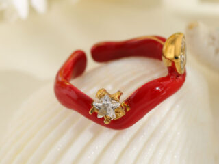 Γυναικείο Δαχτυλίδι Red Heart από Ανοξείδωτο Ατσάλι Επιχρυσωμένο 18K με Zircon