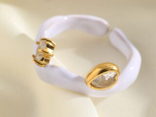 Γυναικείο Δαχτυλίδι White Heart από Ανοξείδωτο Ατσάλι Επιχρυσωμένο 18K με Zircon