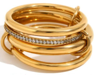 Γυναικείο Δαχτυλίδι Ring Stack από Ανοξείδωτο Ατσάλι Επιχρυσωμένο 18K με Zircon