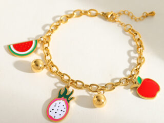 Γυναικείο Βραχιόλι Multi Charms Pitaya από Ανοξείδωτο Ατσάλι Επιχρυσωμένο 18K