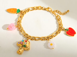 Γυναικείο Βραχιόλι Multi Charms Mashroom από Ανοξείδωτο Ατσάλι Επιχρυσωμένο 18K