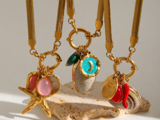 Γυναικείο Κολιέ Red Soul από Ανοξείδωτο Ατσάλι Επιχρυσωμένο 18Κ με Κόκκινα Charms