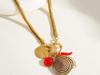 Γυναικείο Κολιέ Red Soul από Ανοξείδωτο Ατσάλι Επιχρυσωμένο 18Κ με Κόκκινα Charms