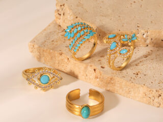 Γυναικείο Δαχτυλίδι Turquoise Flower από Ανοξείδωτο Ατσάλι Επιχρυσωμένο 18K με Zircon