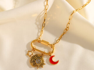 Γυναικείο Κολιέ Red Moon από Ανοξείδωτο Ατσάλι Επιχρυσωμένο 18Κ με Zircon