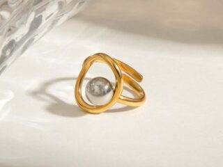 Γυναικείο Δαχτυλίδι Silver Ball από Ανοξείδωτο Ατσάλι Επιχρυσωμένο 18Κ Προσαρμόσιμο
