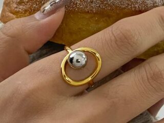 Γυναικείο Δαχτυλίδι Silver Ball από Ανοξείδωτο Ατσάλι Επιχρυσωμένο 18Κ Προσαρμόσιμο