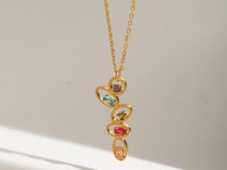 Γυναικείο Κολιέ Rainbow από Ανοξείδωτο Ατσάλι Επιχρυσωμένο 18Κ με Πολύχρωμα Zircon