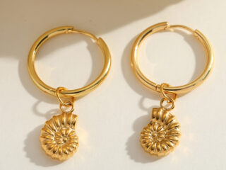 Γυναικεία Σκουλαρίκια Κρίκοι Conch από Ανοξείδωτο Ατσάλι Επιχρυσωμένα 18Κ