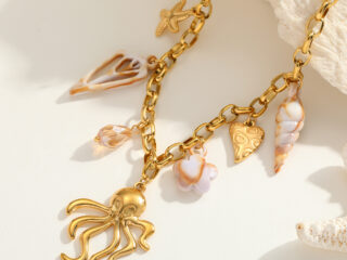 Γυναικείο Κολιέ Octopus Charm από Ανοξείδωτο Ατσάλι Επιχρυσωμένο 18K