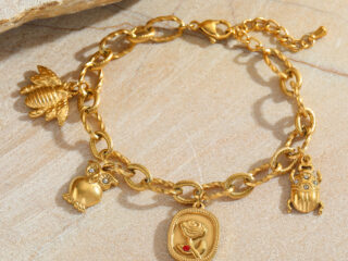 Γυναικείο Βραχιόλι Vintage Charms Rose από Ανοξείδωτο Ατσάλι Επιχρυσωμένο 18K