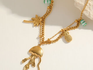 Γυναικείο Κολιέ Jellyfish Charm από Ανοξείδωτο Ατσάλι Επιχρυσωμένο 18K