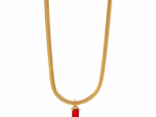 Γυναικείο Κολιέ Red Zircon από Ανοξείδωτο Ατσάλι Επιχρυσωμένο 18Κ