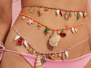 Γυναικεία Αλυσίδα Μέσης Κοιλιάς Sun σε Κορδόνι με Κοχύλια και Charms από Ανοξείδωτο Ατσάλι