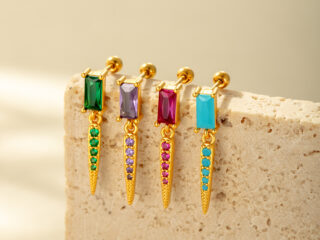 Γυναικείο Κρεμαστό Σκουλαρίκι Επιχρυσωμένο 18K με Zircon