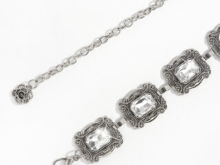 Γυναικεία Ζώνη Μεταλλική Αλυσίδα Vintage με Στρας σε Ασημί