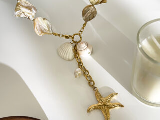 Γυναικείο Κολιέ Pearl Shell Starfish από Ανοξείδωτο Ατσάλι Επιχρυσωμένο 18Κ