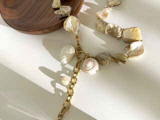 Γυναικείο Κολιέ Pearl Shell Starfish από Ανοξείδωτο Ατσάλι Επιχρυσωμένο 18Κ