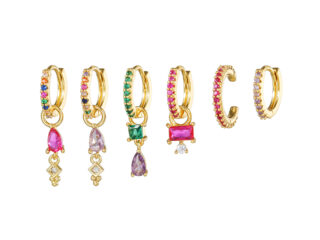 Γυναικεία Σκουλαρίκια Σετ Spectrum Επιχρυσωμένα 18K με Zircon