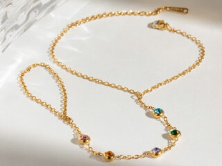 Γυναικείο Βραχιόλι Iris Αλυσίδα Χεριού - Δαχτυλίδι από Ανοξείδωτο Ατσάλι με Zircon