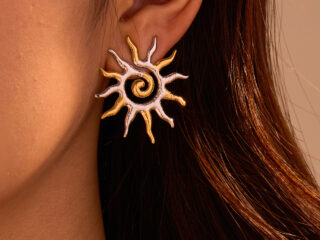 Γυναικεία Σκουλαρίκια Mixed Metal Sun από Ανοξείδωτο Ατσάλι Χρυσό - Ασημί