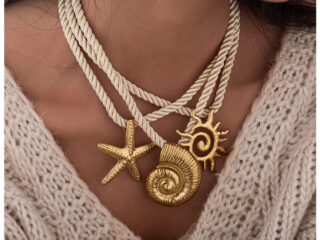 Γυναικείο Κολιέ Κορδόνι Marine Style από Ανοξείδωτο Ατσάλι Επιχρυσωμένο 18Κ