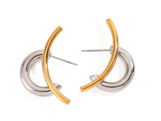 Γυναικεία Σκουλαρίκια Mix Metal Γεωμετρικά από Ανοξείδωτο Ατσάλι Χρυσό - Ασημί