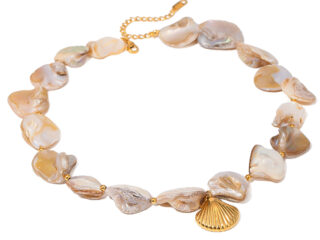 Γυναικείο Κολιέ Pearl Shell από Ανοξείδωτο Ατσάλι Επιχρυσωμένο 18Κ