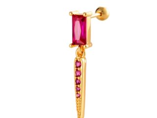 Γυναικείο Κρεμαστό Σκουλαρίκι Επιχρυσωμένο 18K με Zircon Λιλά