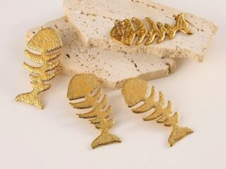 Γυναικεία Σκουλαρίκια Gold Fishbone από Ανοξείδωτο Ατσάλι Επιχρυσωμένα 18Κ
