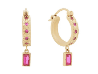 Γυναικεία Σκουλαρίκια Κρίκοι Rectangle από Ανοξείδωτο Ατσάλι Επιχρυσωμένα 18Κ Ροζ